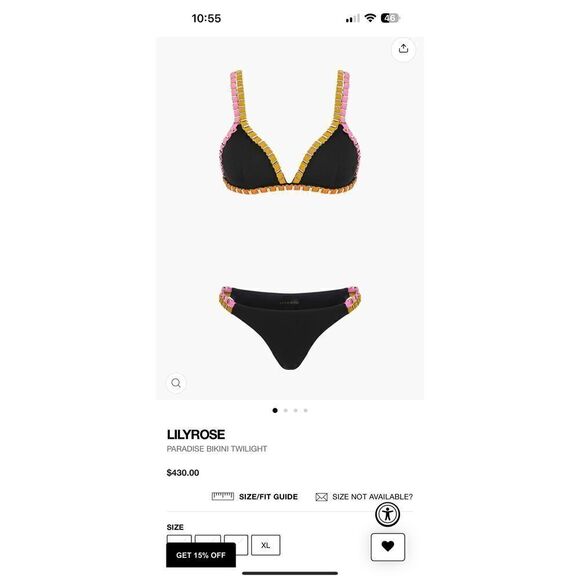 Lily Rose Paradise Black Pink Orange Yellow Gold Plated Chain Triangle Bikini To - Picture 10 of 12